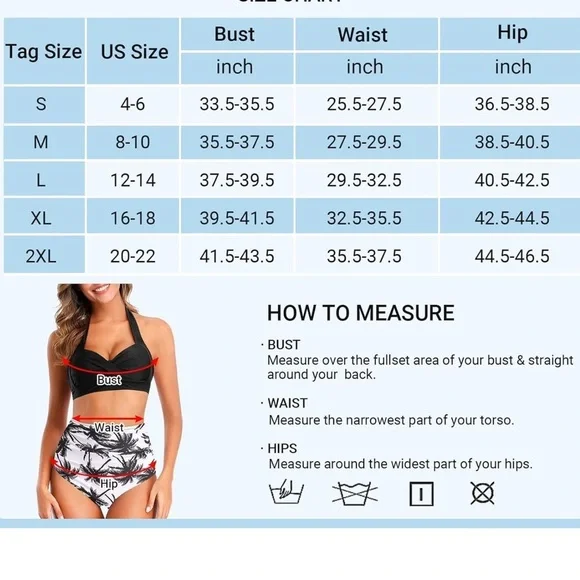 Womens High Waisted Bikini Push Up Swimsuits Two Piece Bathing Suits Size M - Picture 4 of 4